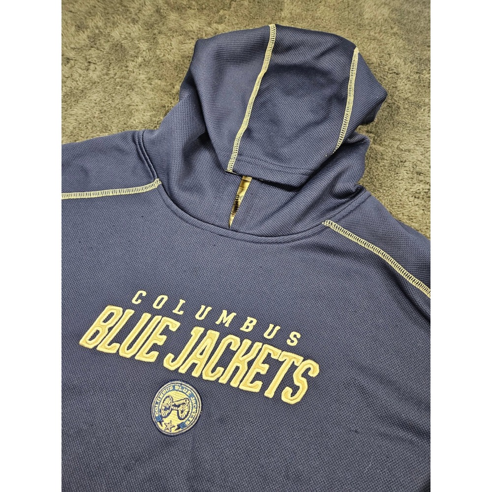 Reebok Hoodie Men XL Blue NHL Columbus Blue Jackets Performance Embroidered